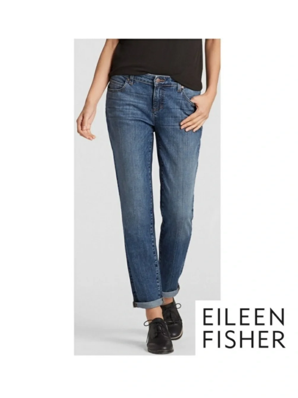 NWOT Eileen Fisher “Boyfriend Jean” Organic Cotton Size:14 - Picture 3 of 14